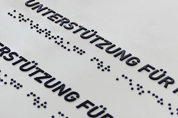 Tactile lettering and Braille "Support for ..."