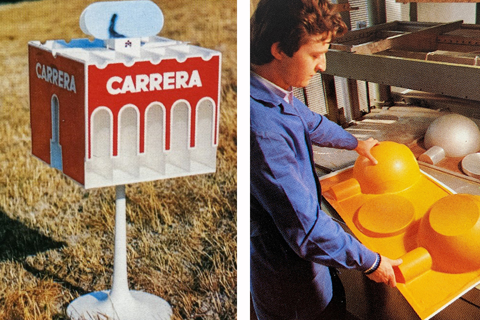 Aufsteller Carrera und Fertigung eines Displays